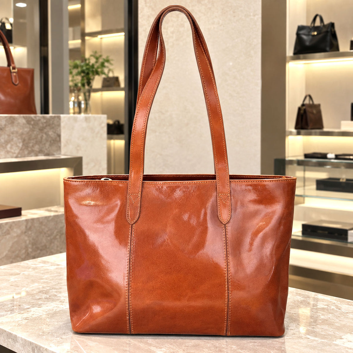 Augusta Hand-Dyed Italian Leather Work Tote - view 32