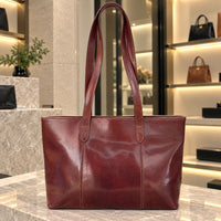 Augusta Hand-Dyed Italian Leather Work Tote - view 14