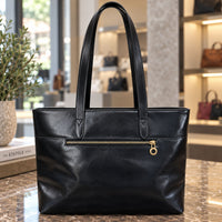 Augusta Hand-Dyed Italian Leather Work Tote - view 8