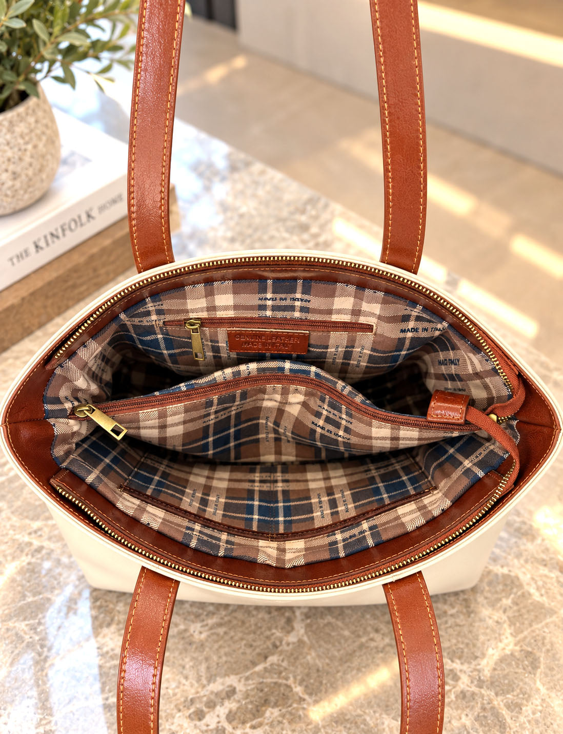 Augusta Hand-Dyed Italian Leather Work Tote - view 4