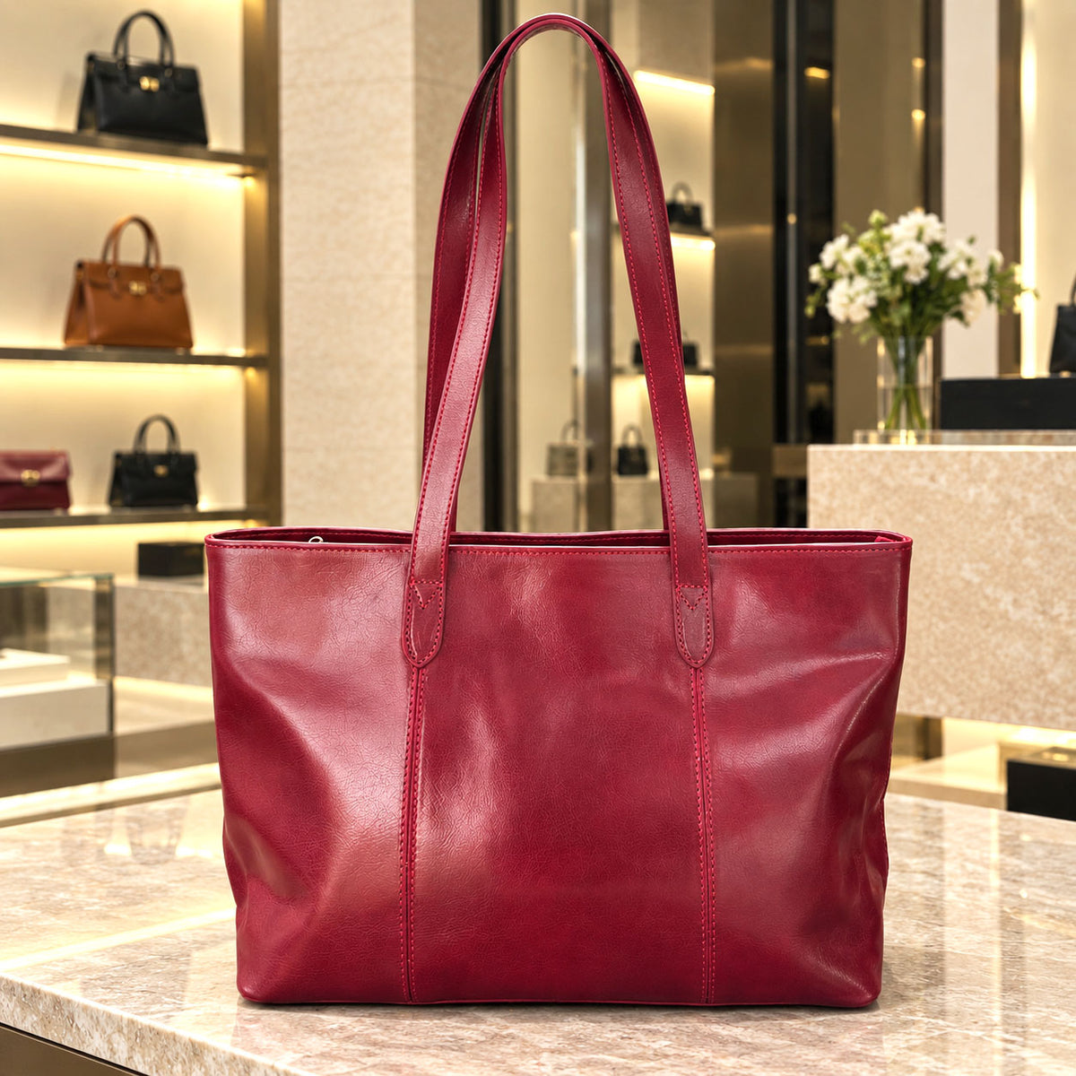 Augusta Hand-Dyed Italian Leather Work Tote - view 28