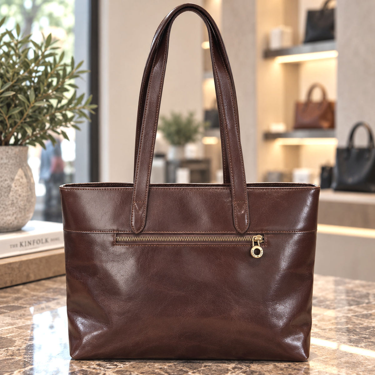 Augusta Hand-Dyed Italian Leather Work Tote - view 22