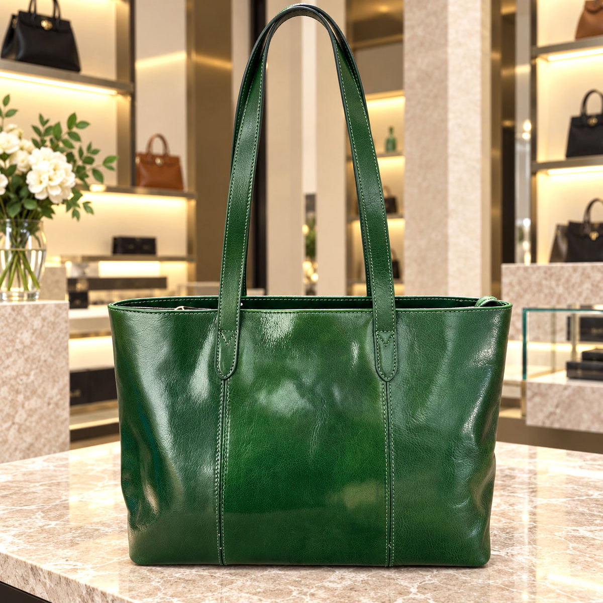 Augusta Hand-Dyed Italian Leather Work Tote - view 24