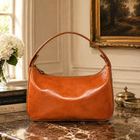 Leonia Hand-Dyed Italian Leather Crescent Hobo Bag