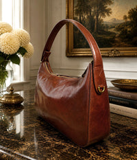 Leonia Hand-Dyed Italian Leather Crescent Hobo Bag