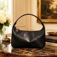 Leonia Hand-Dyed Italian Leather Crescent Hobo Bag