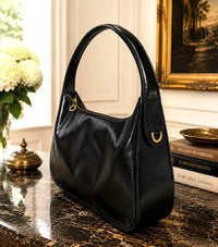 Leonia Hand-Dyed Italian Leather Crescent Hobo Bag