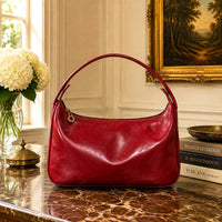 Leonia Hand-Dyed Italian Leather Crescent Hobo Bag