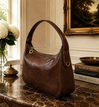 Leonia Hand-Dyed Italian Leather Crescent Hobo Bag