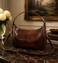 Leonia Hand-Dyed Italian Leather Crescent Hobo Bag