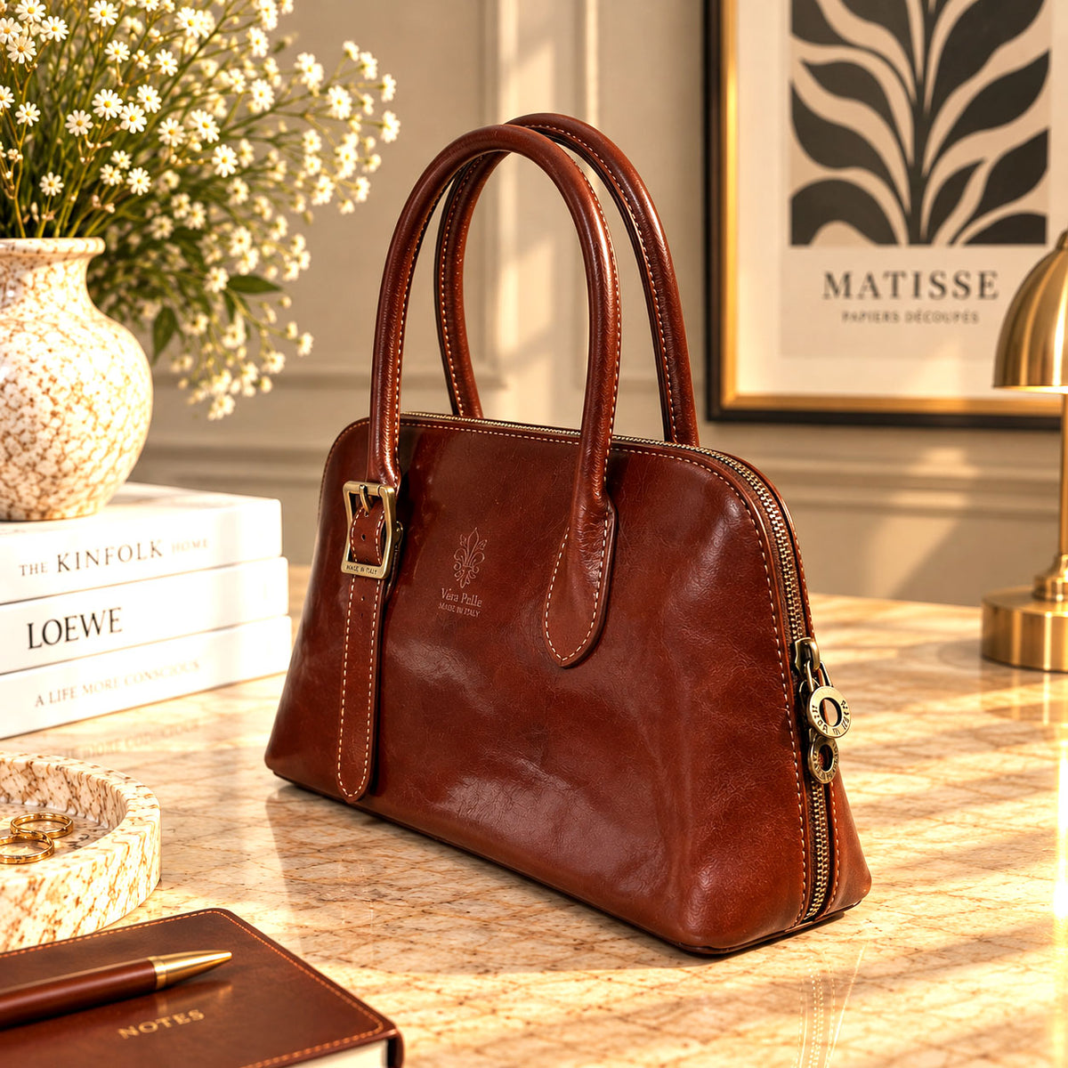Eugenia Hand-Dyed Leather Dome Satchel - view 11
