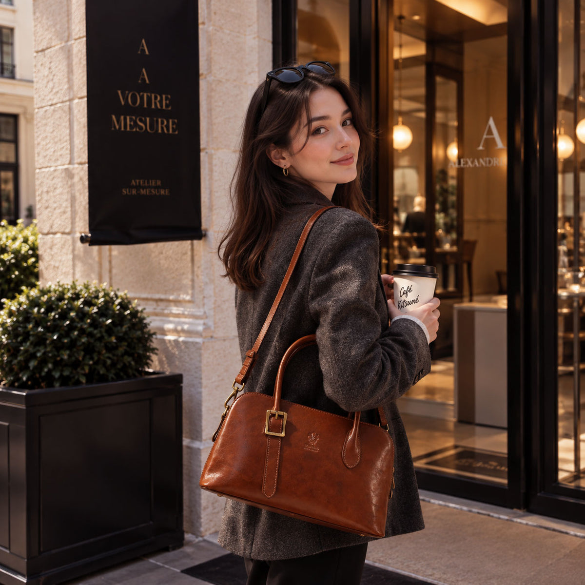 Eugenia Hand-Dyed Leather Dome Satchel - view 12