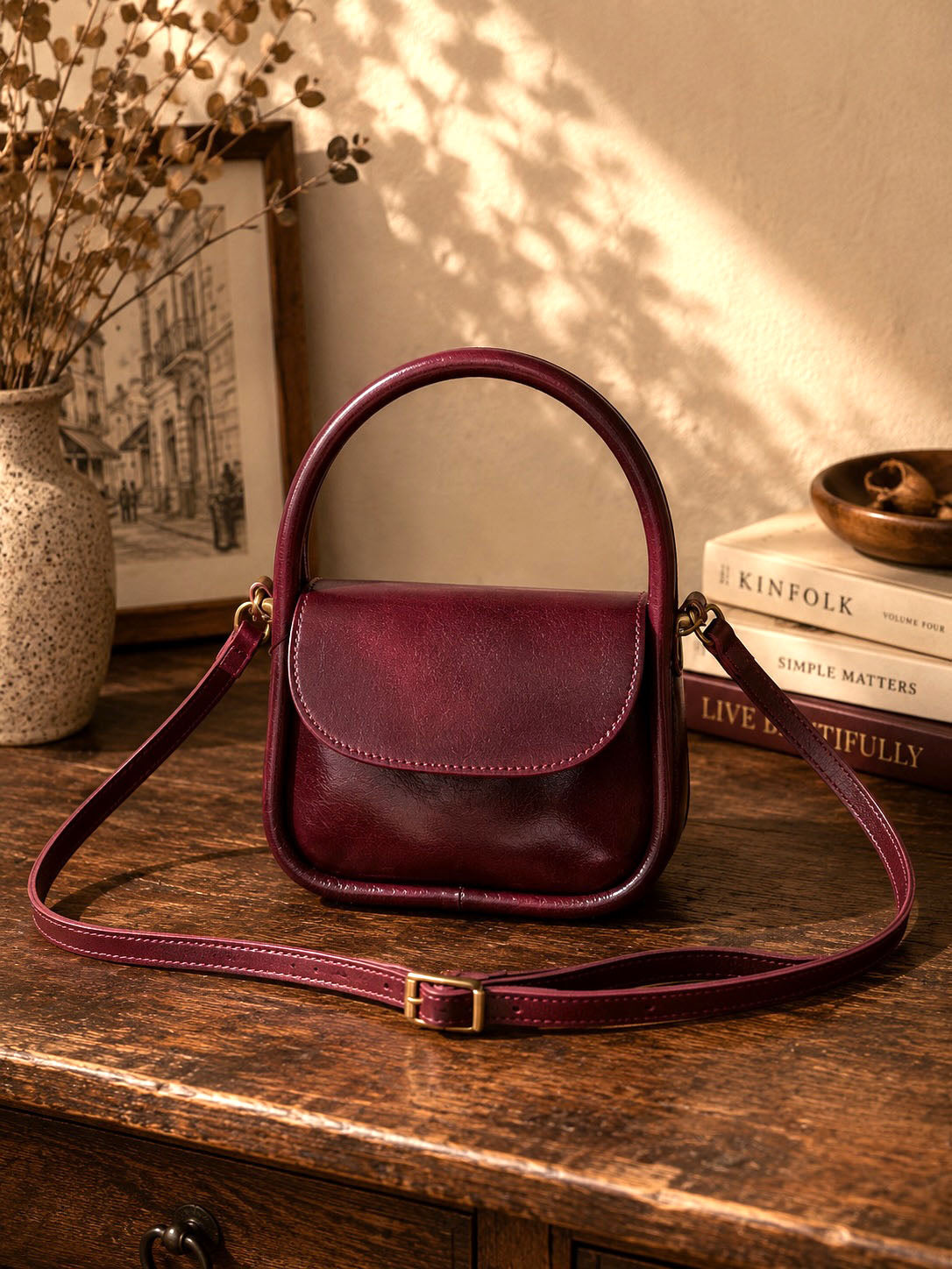 Althea Mini Italian Leather Top Handle Bag