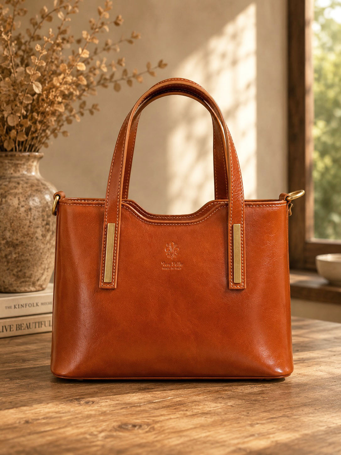 Liviana Large Italian Leather Structured Tote Bag