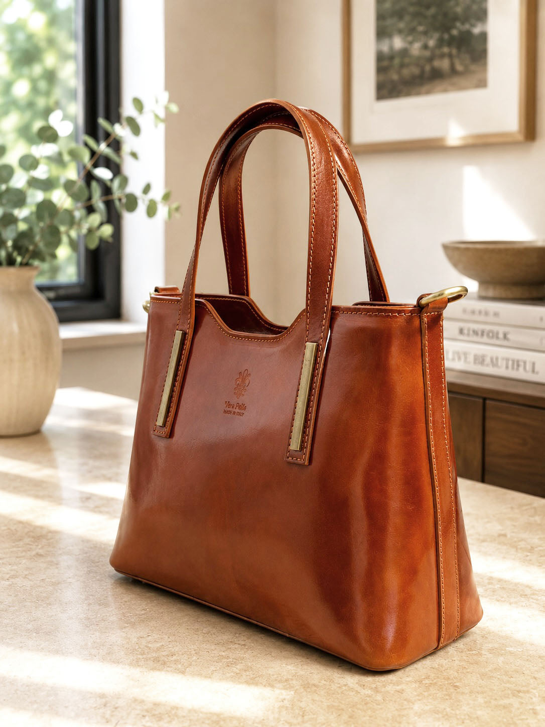 Liviana Large Italian Leather Structured Tote Bag