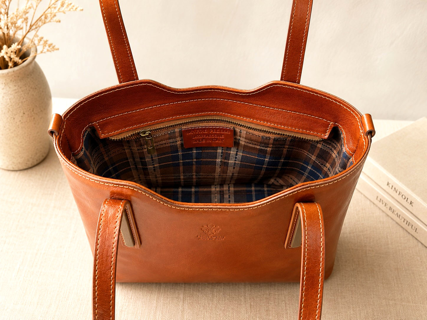Liviana Large Italian Leather Structured Tote Bag
