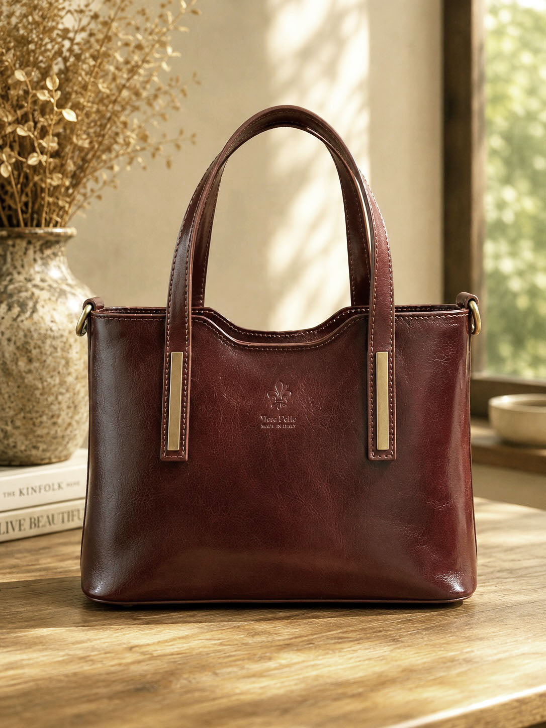 Liviana Large Italian Leather Structured Tote Bag