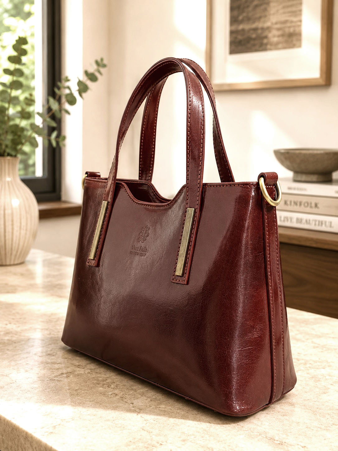 Liviana Large Italian Leather Structured Tote Bag