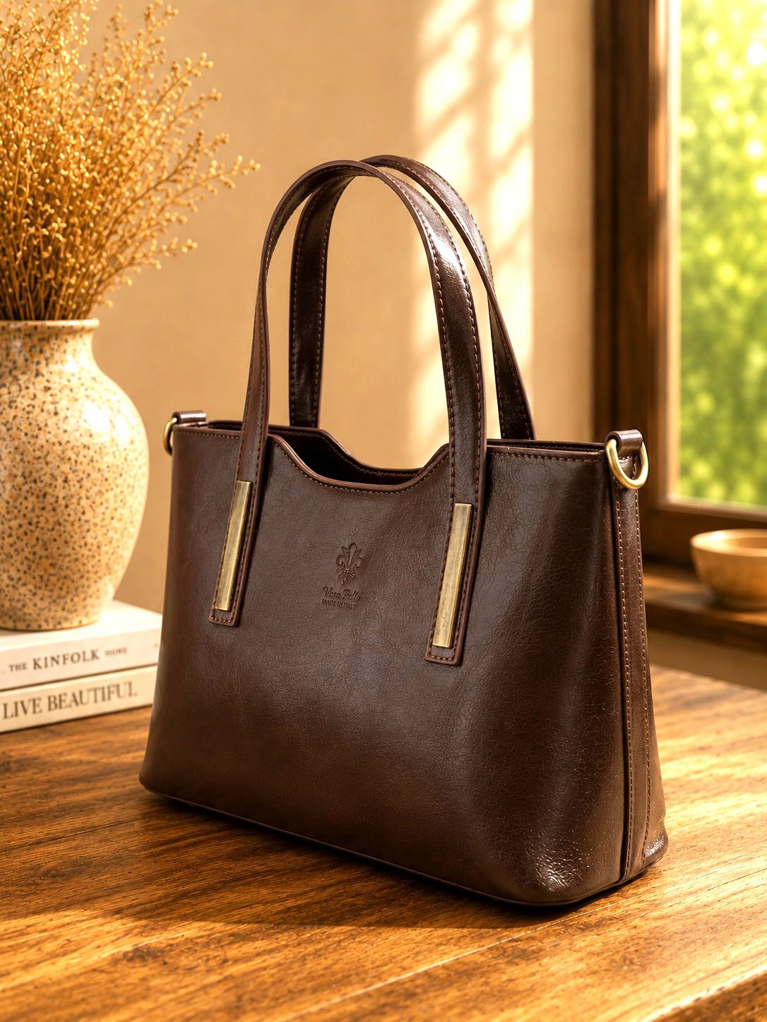 Liviana Large Italian Leather Structured Tote Bag