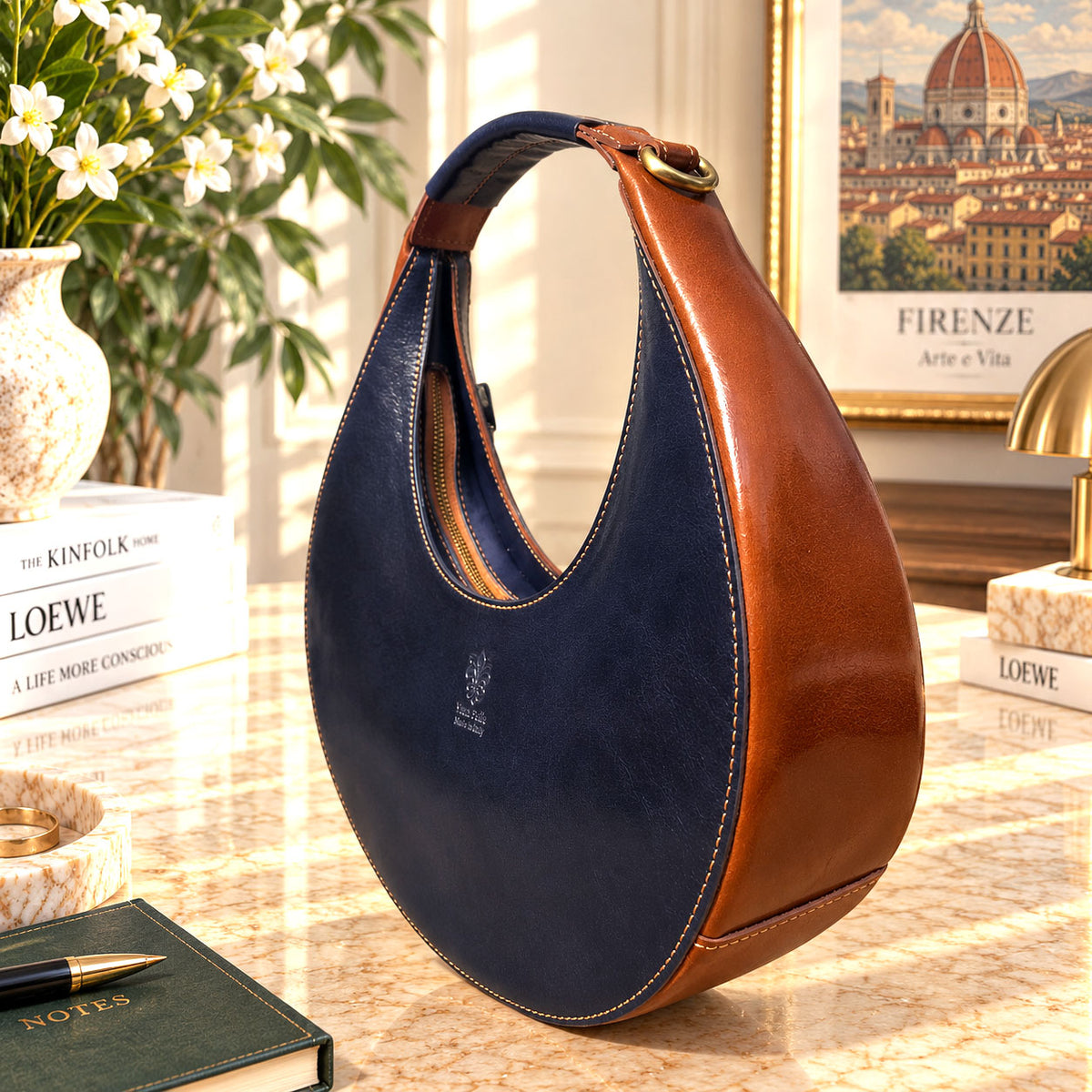 Sabina Hand-Dyed Leather Half-Moon Shoulder Bag - view 23