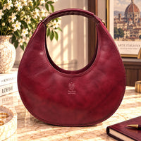 Sabina Hand-Dyed Leather Half-Moon Shoulder Bag - view 7