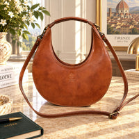 Sabina Hand-Dyed Leather Half-Moon Shoulder Bag - view 33