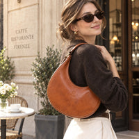 Sabina Hand-Dyed Leather Half-Moon Shoulder Bag - view 35