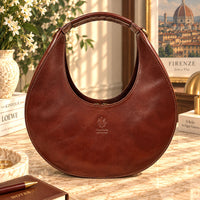 Sabina Hand-Dyed Leather Half-Moon Shoulder Bag - view 10