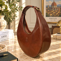 Sabina Hand-Dyed Leather Half-Moon Shoulder Bag - view 11