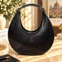 Sabina Hand-Dyed Leather Half-Moon Shoulder Bag - view 4