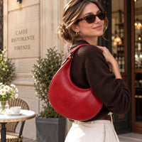 Sabina Hand-Dyed Leather Half-Moon Shoulder Bag - view 30