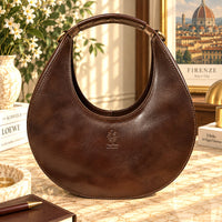 Sabina Hand-Dyed Leather Half-Moon Shoulder Bag - view 13
