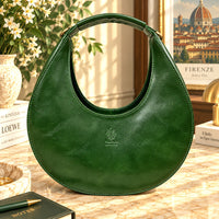 Sabina Hand-Dyed Leather Half-Moon Shoulder Bag - view 25