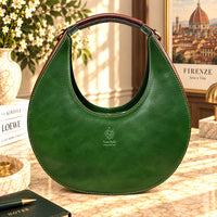 Sabina Hand-Dyed Leather Half-Moon Shoulder Bag - view 16