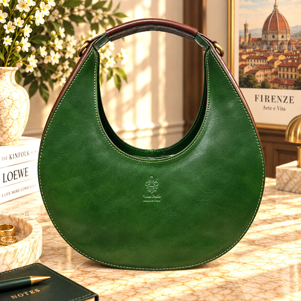 Sabina Hand-Dyed Leather Half-Moon Shoulder Bag - view 16