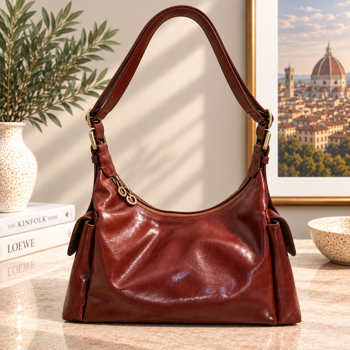 Benedetta Hand-Dyed Italian Leather Hobo Bag - view 4