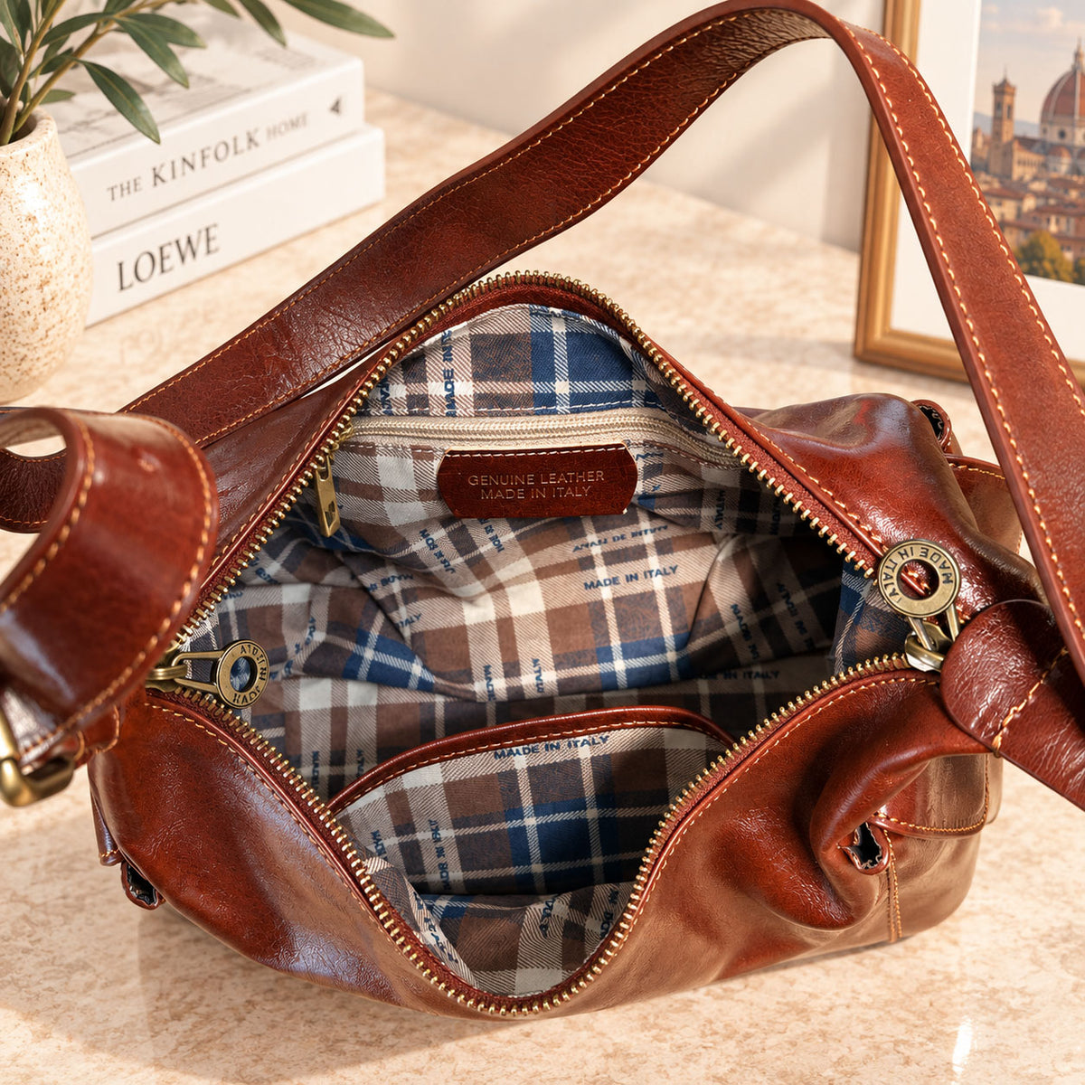 Benedetta Hand-Dyed Italian Leather Hobo Bag - view 7