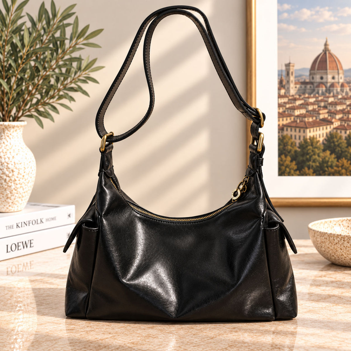 Benedetta Hand-Dyed Italian Leather Hobo Bag - view 1