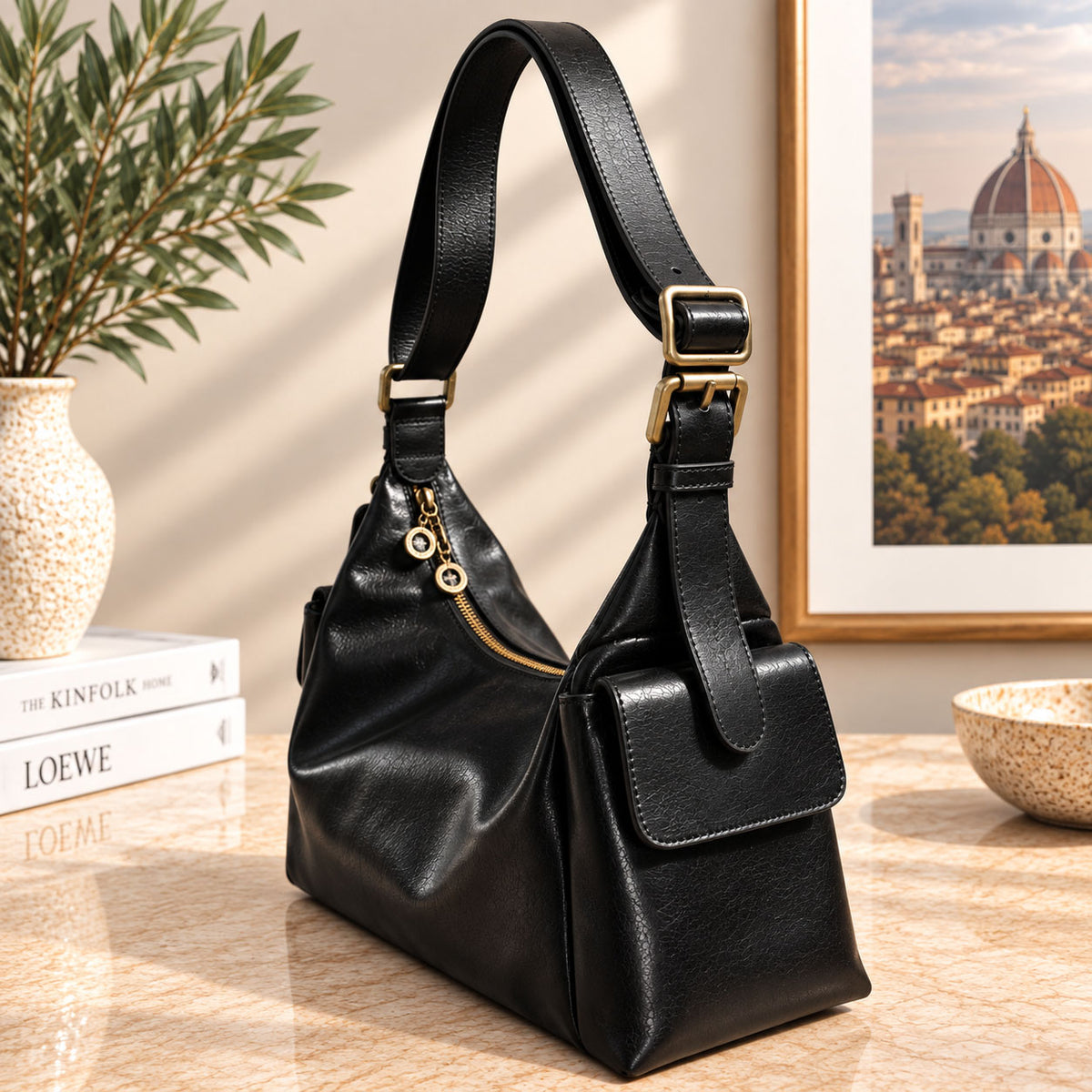 Benedetta Hand-Dyed Italian Leather Hobo Bag - view 2
