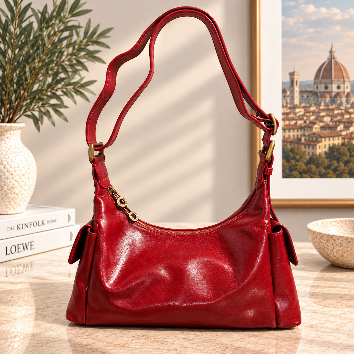 Benedetta Hand-Dyed Italian Leather Hobo Bag - view 11