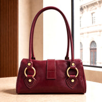 Tosca Dual-Compartment Italian Leather Baguette Bag