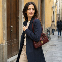 Tosca Dual-Compartment Italian Leather Baguette Bag