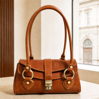 Tosca Dual-Compartment Italian Leather Baguette Bag