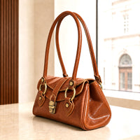 Tosca Dual-Compartment Italian Leather Baguette Bag
