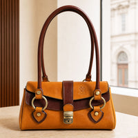 Tosca Dual-Compartment Italian Leather Baguette Bag