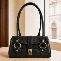Tosca Dual-Compartment Italian Leather Baguette Bag