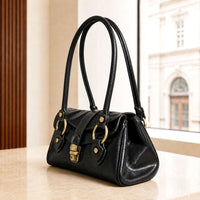 Tosca Dual-Compartment Italian Leather Baguette Bag