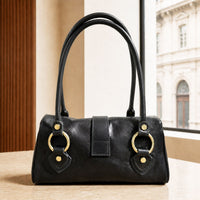Tosca Dual-Compartment Italian Leather Baguette Bag