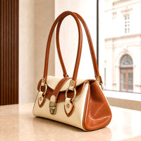 Tosca Dual-Compartment Italian Leather Baguette Bag