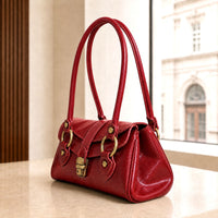 Tosca Dual-Compartment Italian Leather Baguette Bag